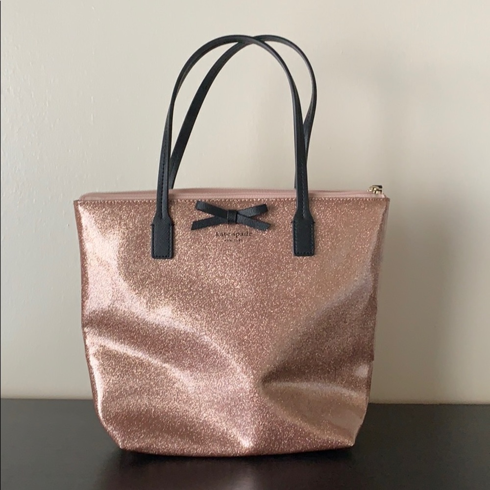 Kate Space small tote pink glitter - never used.